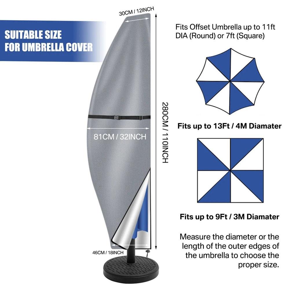 Patio Umbrella Parasol Cover Waterproof Outdoor Banana Straight Style Fits Cantilever Outdoor Patio Umbrella Cover with Zipper