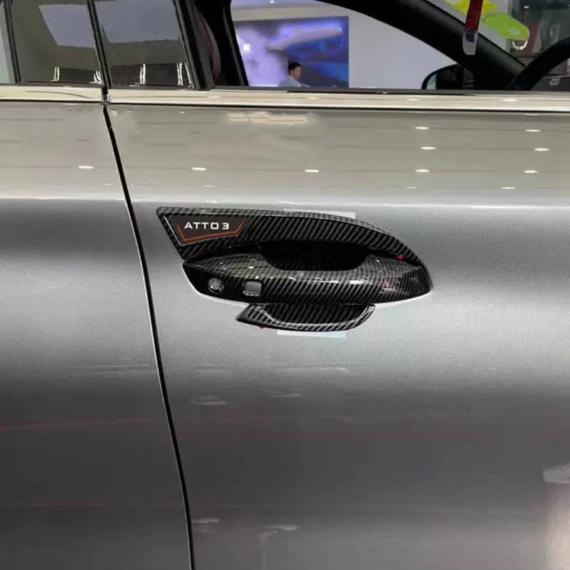 For BYD Atto3 Atto 3 2022  Car Accessories ABS Carbon Fiber Style Door Handle Bowl Cover Trim Protective Cover
