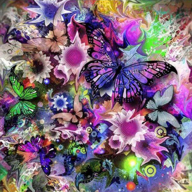 5D Алмазная вышивка Anmial Бабочка Вышивка крестом DIY Алмазная картина Алмазный пейзаж Стразы