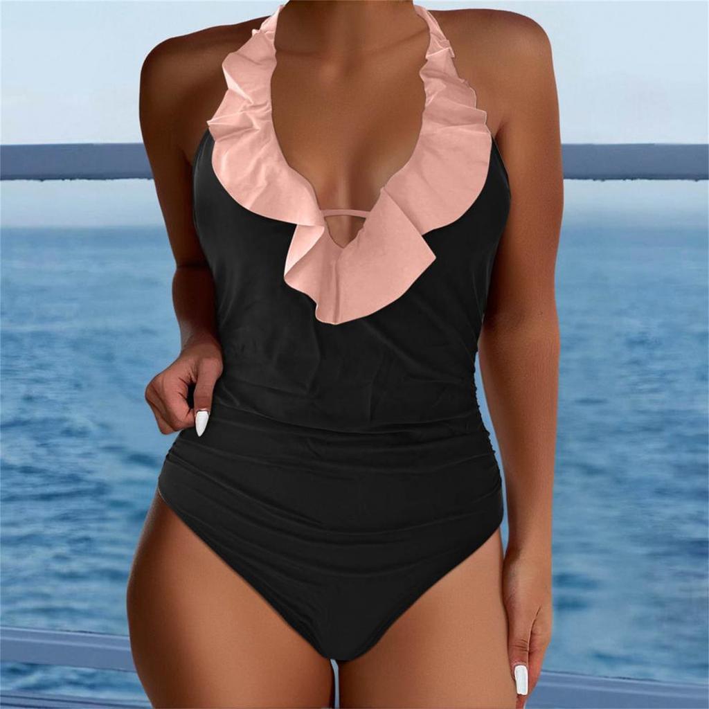 Женский цельный модный бикини однотонный сексуальный с бюстгальтером без стального бюстгальтера купальник