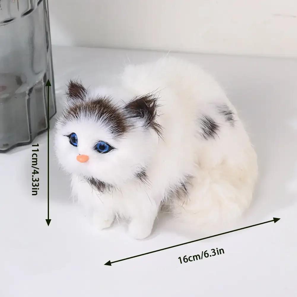 Simulation Furry Hanging Cat Realistic Cat Doll Animal Figurines Plush Hanging Kitten Toy Cute Kitten Model Gift Home TV Decor