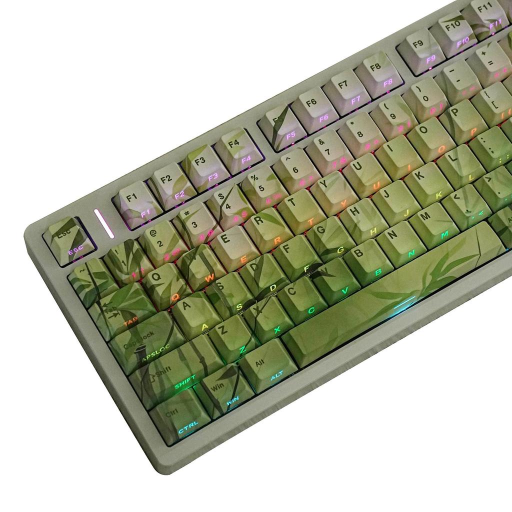 Набор колпачков для клавиатуры JCM Bamboo Forest PBT - Двухцветный полупрозрачный с раскладками: корейская, русская, немецкая, испанская, французская, пиньинь и Wubi