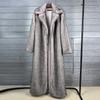 Womens Faux Fur Long Coat Street Style Polo Neck Winter Outerwear