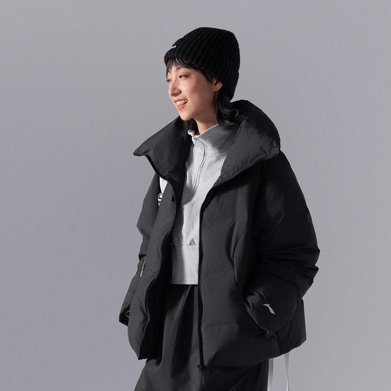 Короткая куртка-пуховик Li Ning CF Suo Red Velvet, удобная, универсальная, теплая, ветрозащитная, водостойкая, женская, черная, AYMU472-4