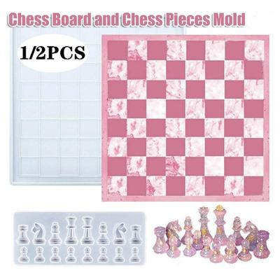1/2 шт. набор форм из смолы для шахмат, силиконовая форма для шахматных фигур, форма для литья эпоксидной смолы для шахматной доски для рукоделия, изготовления ювелирных изделий, семейных настольных игр