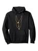 Retro Rock & Roll Hoodie with Shiny Chain Design - Black Casual Pullover Sweatshirt