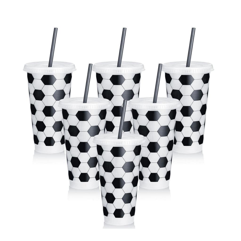 Reusable Plastic Soccer Mug, Fan Football Party Gift, Sports Theme Water Bottle, 24 Oz, Eco-friendly