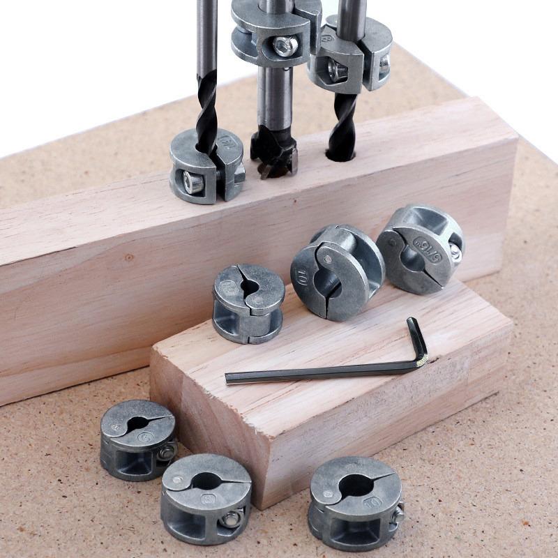 3PCS Drill Bit Stopper Collars Zinc Alloy Drilling Depth Stop Rings with Hex Wrench Open Type 6mm 8mm 10mm For Drill Bit