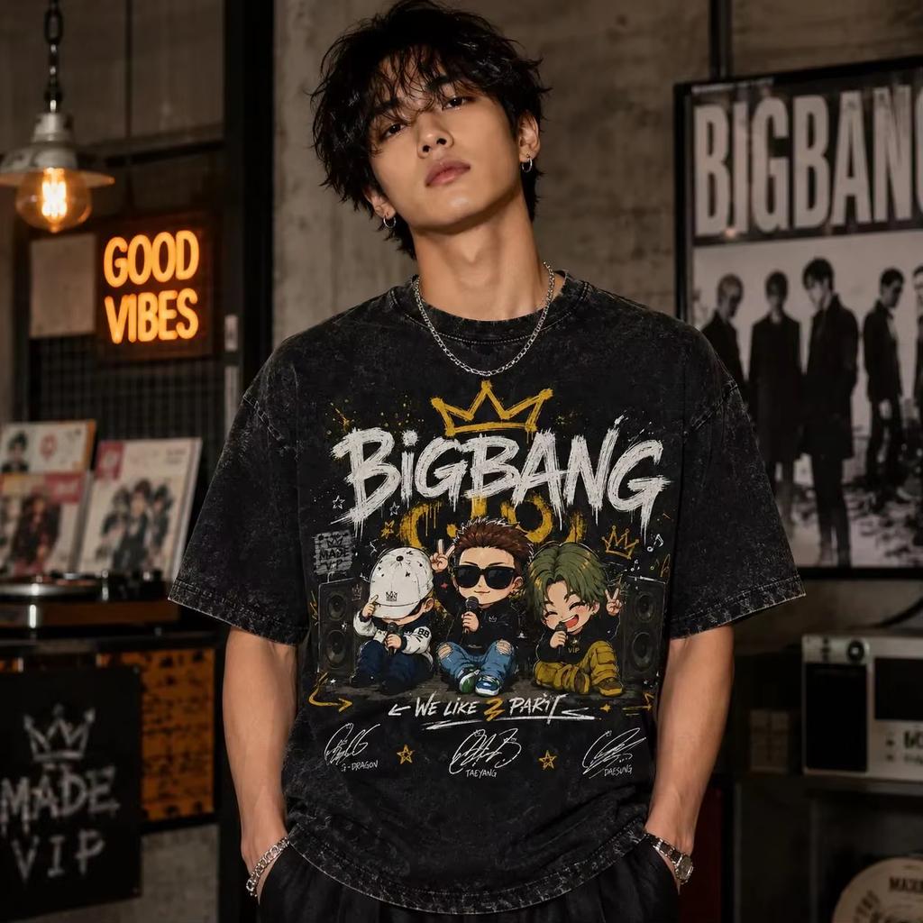 Летняя Горячая Распродажа BIGBANG 2026 Мировой Тур Двусторонняя Футболка 20-летие Crown Даты Тура Принт Оверсайз Футболка с Коротким Рукавом Повседневная Одежда