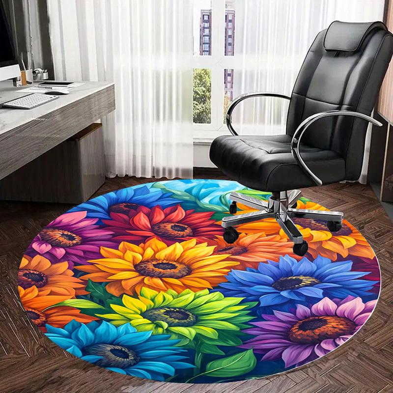 1pc Office Carpet Chair Mats Colorful Sunflowers Garden Perfect for Decorating Office Chairs, Living Rooms, Or Bedrooms.YDT223