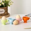 Egg Cup Heightened Base Solid Color Non-Slip Handle Good Grip Makeup Sponge Holder Mini Breakfast Ceramic Egg Holder Dining Room
