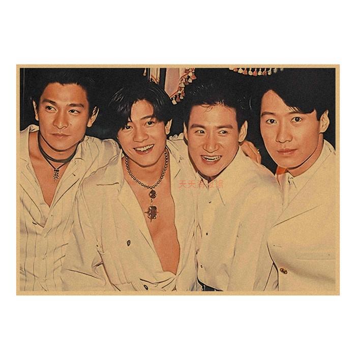 Four Heavenly Kings Group Photo Poster: Andy Lau, Leon Lai, Aaron Kwok, Jacky Cheung - Wall Art
