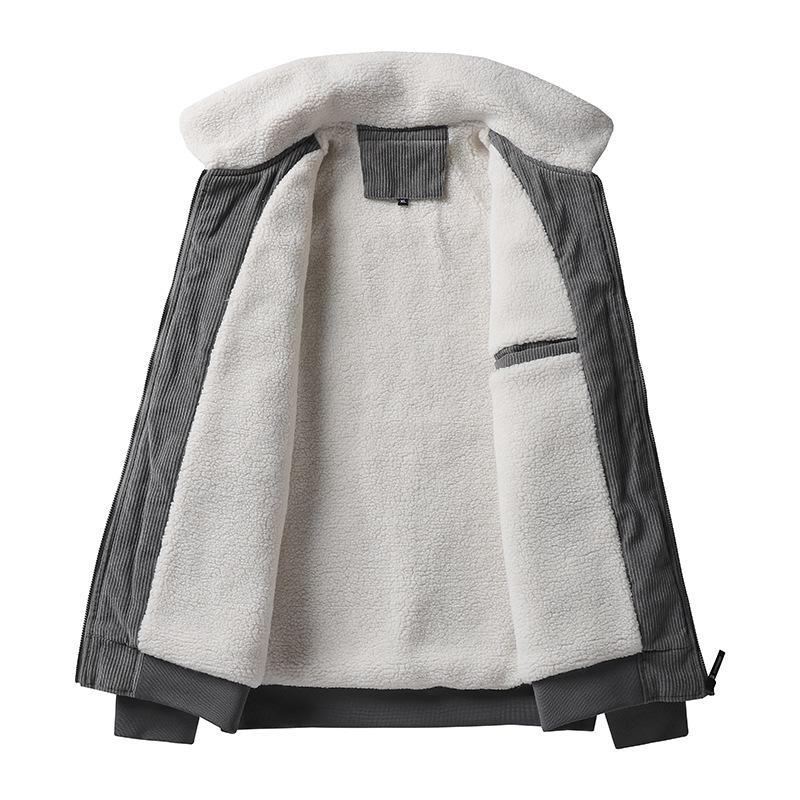 Мужское зимнее вельветовое хлопковое пальто: Теплая, молодежная, толстая бархатная куртка