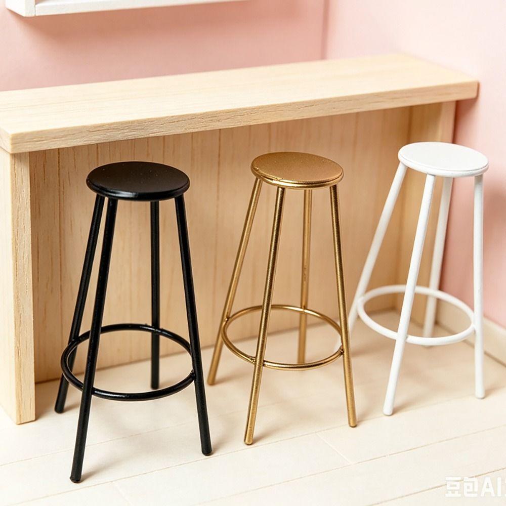 1:12 Scale Doll Bar Counter Stool Alloy Mini Dollhouse Furniture Dollhouse Decor