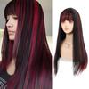 WTB Pick And Dye Длинный прямой синтетический парик женский красный и черный Pick And Dye Y2K Spice Girl Lolita Длинный прямой парик