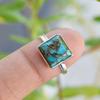 Lab Created Turquoise Ring, Handmade Ring, Square Ring, Birthstone Jewelry, Silver Charm Jewelry, Valentine Gift, Women Jewelry