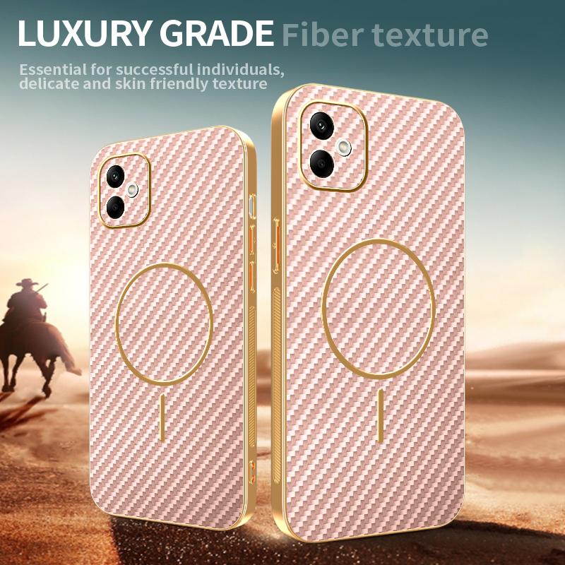 For Samsung Galaxy A05 4G Phone Case Carbon Fiber Textured Electroplated TPU Back Cover