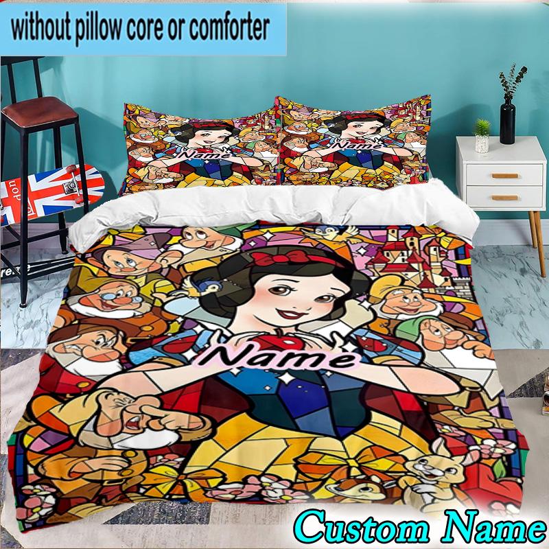 3PCS Custom Name Beautiful Princess Bedding Set, Bedding Set Including 1pc Duvet Cover And 2pcs Pillowcases for Bedroom,Dormitory Gift