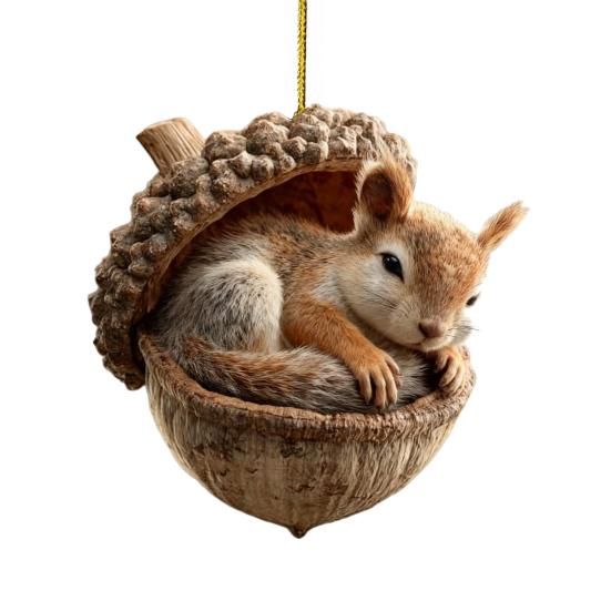 Лесные животные Желудь Украшения 2D Плоские Акриловые Шишки Животные Украшения для Рождественской Елки Лесные Существа Подвесное Украшение для Рождественской Елки Декор для Вечеринки