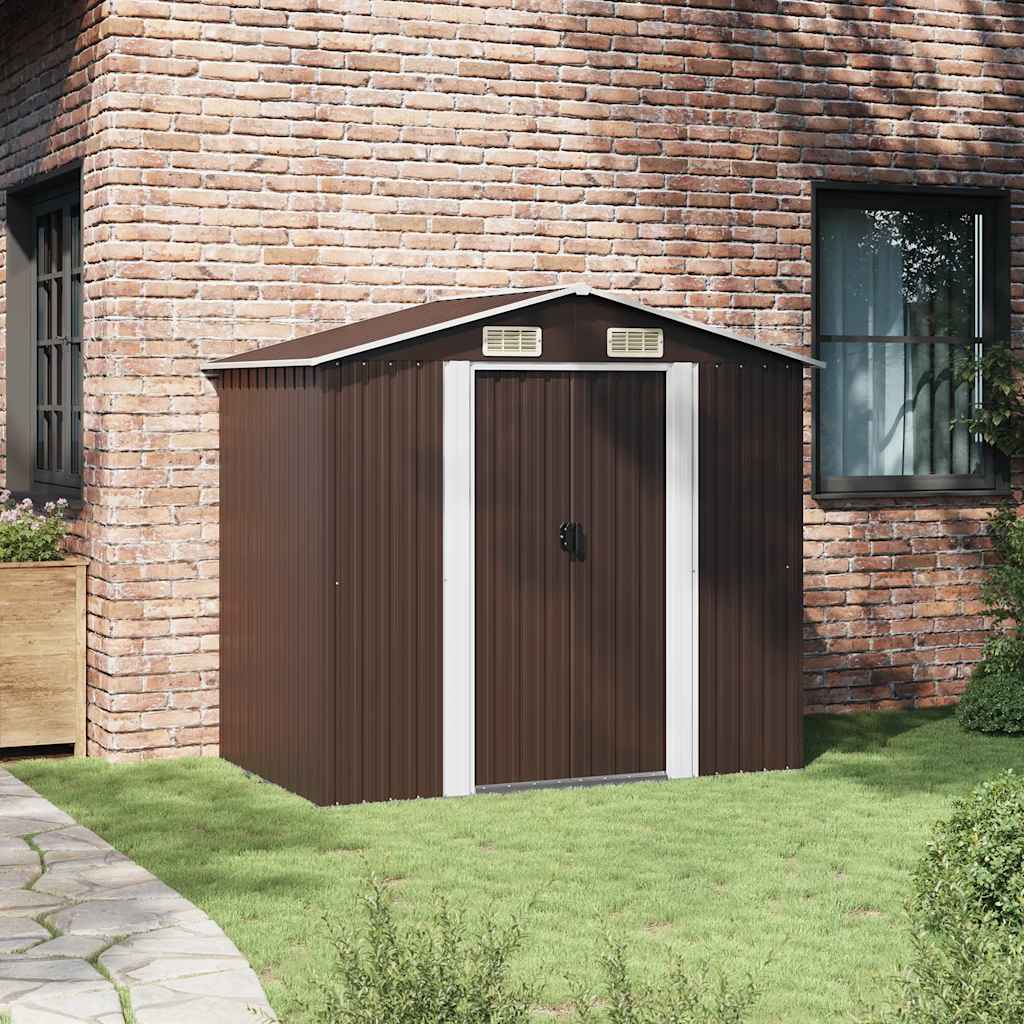 Garden Shed Brown 204x132x186 cm Steel