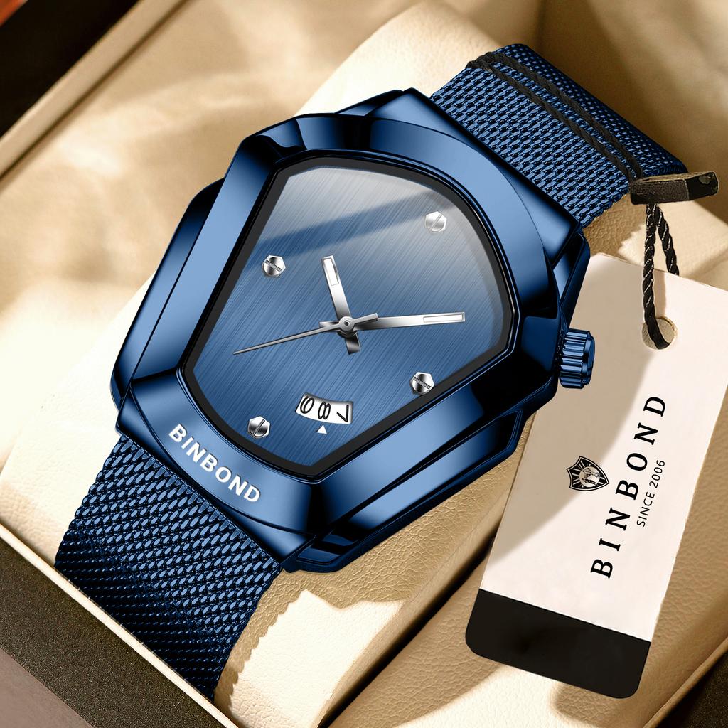 BINBOND Original Waterproof Quartz Watches For Men Luxury Sturdy Luminous Auto Date Men's Watch precise Reloj
