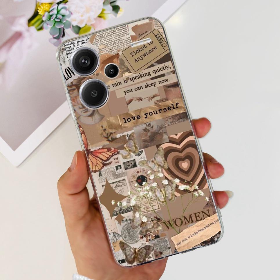 For Xiaomi Redmi Note 13 Pro Plus Pro+ Case Transparent New Fashion Pattern Soft TPU Etui For Xiaomi Redmi Note 13 4G 5G Bumper