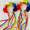 Cute Rainbow Rose Hair Hoop Artificial Flowers Festive Party Hair Accessory  Birthday