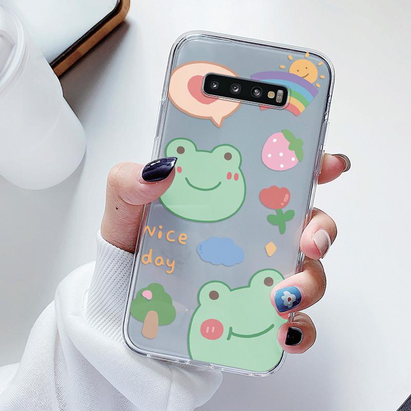 For Samsung Galaxy S10 S10E S 10 Plus Phone Case Cartoon Back Cover Transparent Soft Silicone Flower Funda For Samsung S10+ Cute