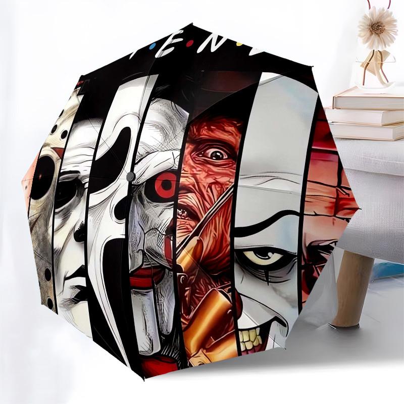 1pc Horror Movie Characters Friends Poster Umbrella with Plastic Handle,Suitable for All Seasons Home Travel Outdoor UmbrellaM1389