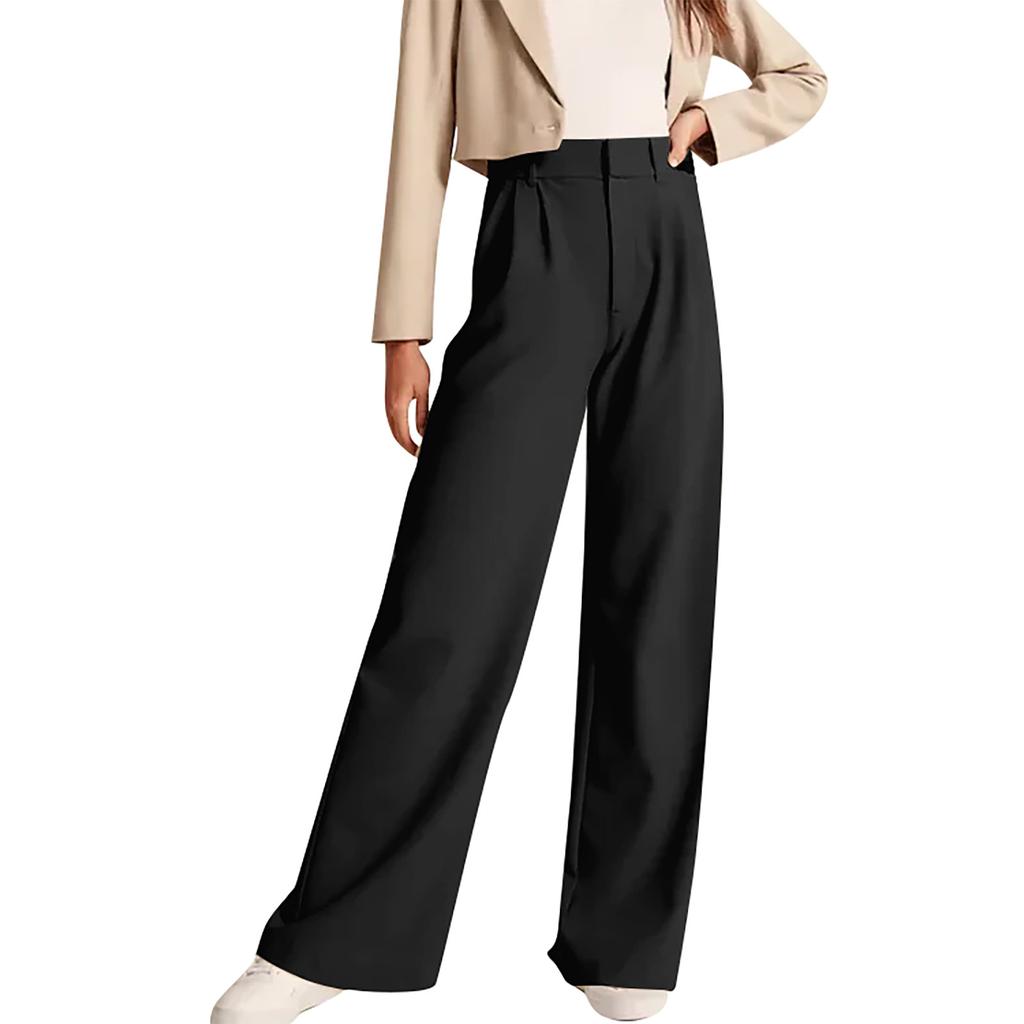 Женские повседневные свободные брюки с карманами, свободные плиссированные широкие брюки