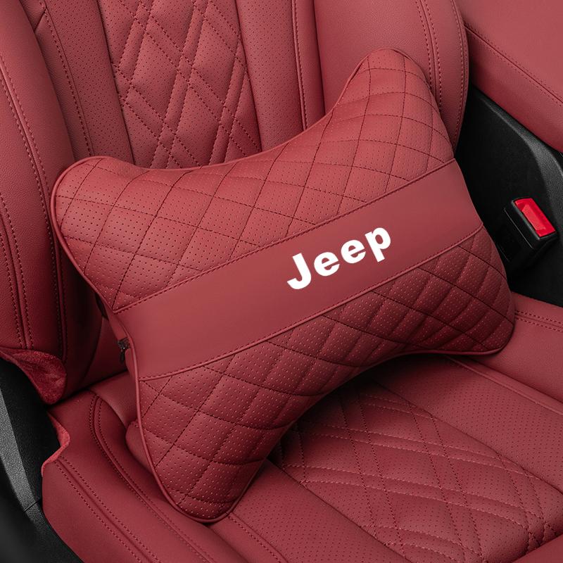 AJL6  Jeep Car Seat Head Support Cushion Lumbar Pillow Interior Accessories For Jeep Renegade Compass Grand Cherokee Wrangler Patriot
