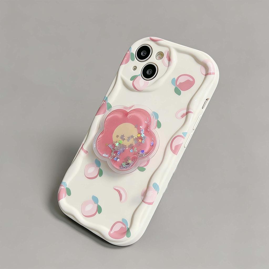 Корейский держатель с цветочным рисунком 3D Волна Чехол для Realme 15 5G 15 14 13 12 Pro 11 Plus C71 C75 C53 C55 Note 60 C61 GT6 Чехол Funda S