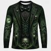 Fashionable Men's Autumn Halloween Skull Long Sleeve T-shirt 3D Print Crew Neck Breathable Top Daily Simple Comfortable Soft Loose Versatile T-Shirts