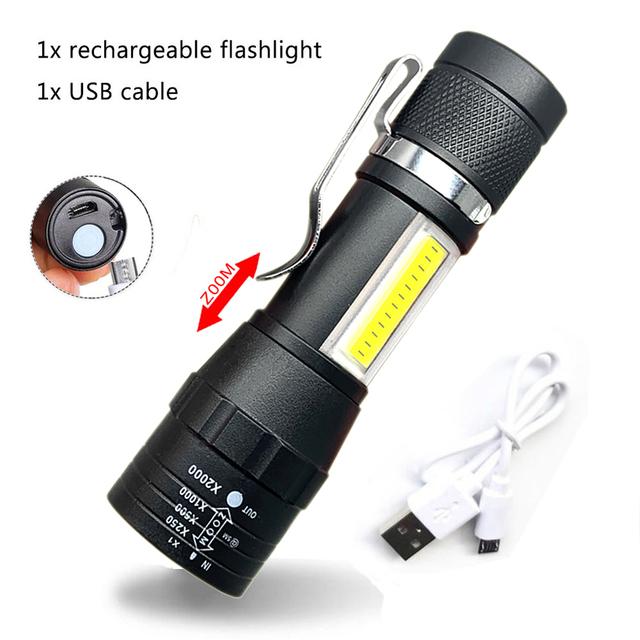 Портативный перезаряжаемый светодиодный фонарик Zoom Mini Flash Light Camping Lamp