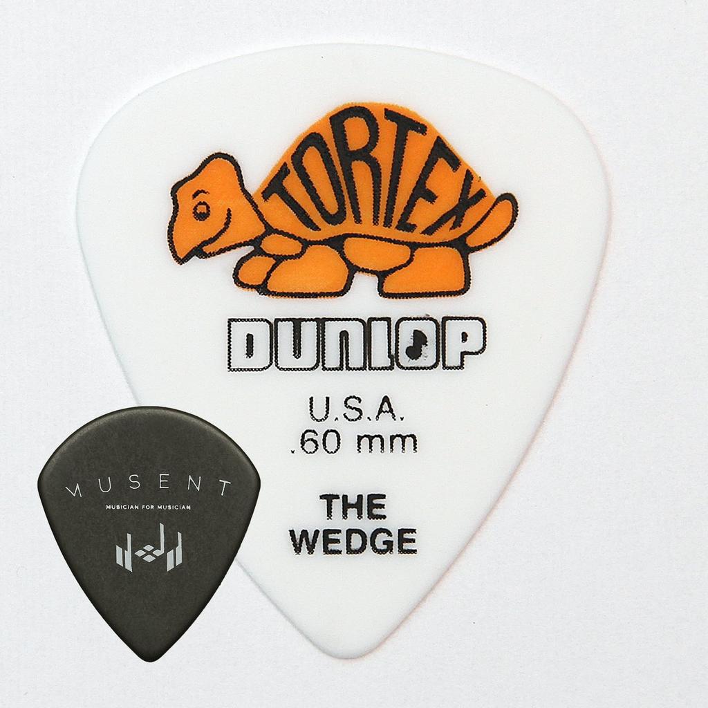 Jim Dunlop Tortex Wedge Pick Set with Musent Custom Players Pick 12-Piece (0.60mm) 424B060-ORG-12P