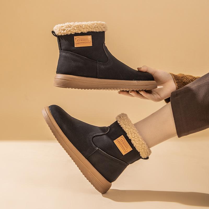 Genuine Leather Snow Boots Women Winter Shoes Waterproof Warm Plush Cold Winter Ladies Ankle Boots Non-slip Plus Size 41