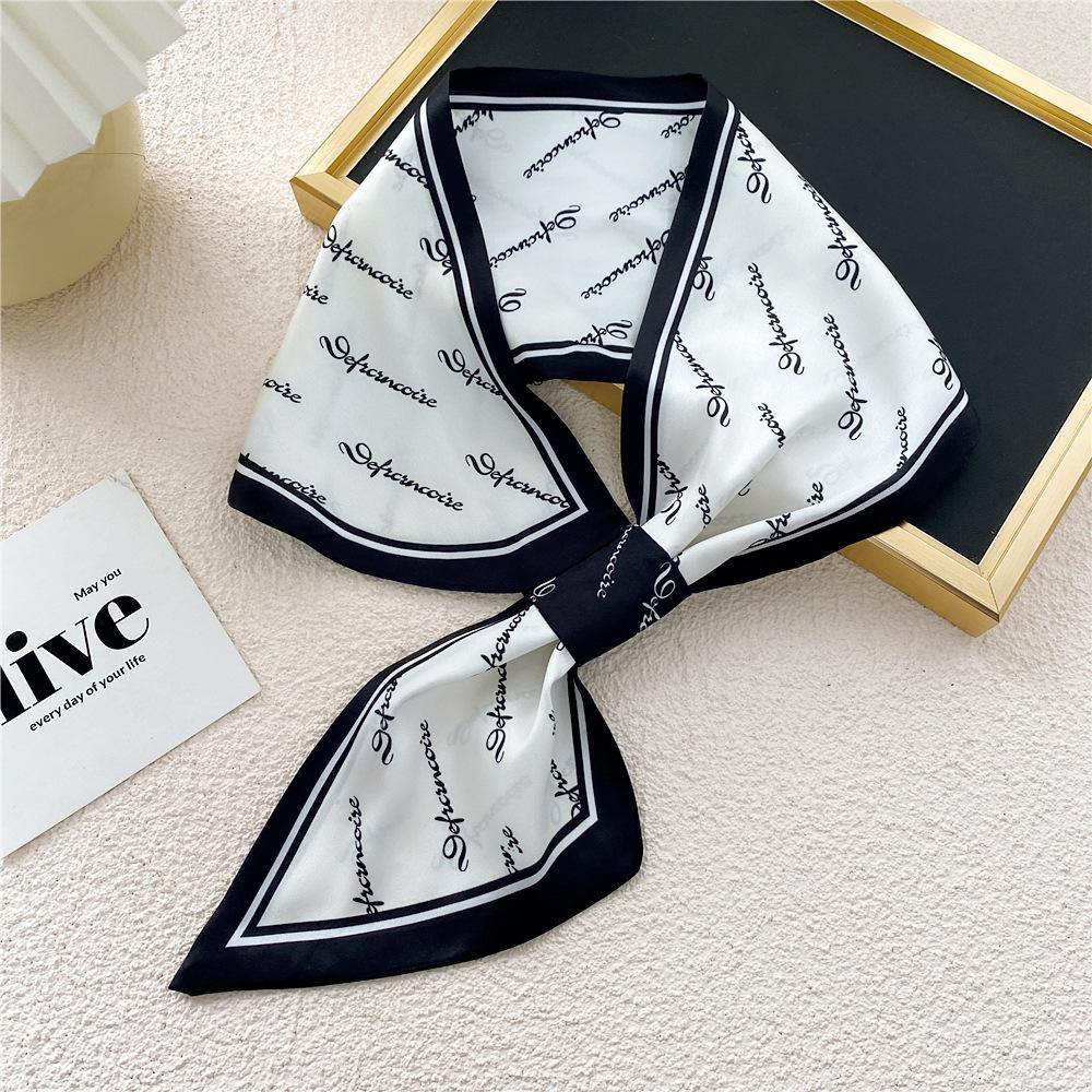 New Style Cross Shaped Small Scarf For Women In Spring Autumn Summer Fashionable Temperament Tied Bag Headband Decorative Scarf
