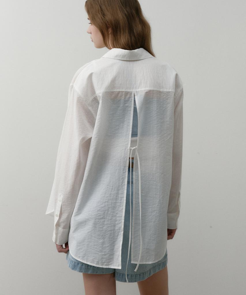 OSTKAKA Summer Loose Fit Back Slit Shirt Ivory