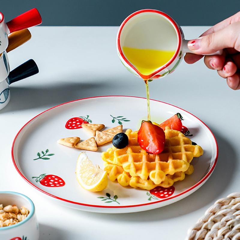 Мини керамическая чашка для молока, кувшин для сливок, многофункциональная тарелка для приправ, маленький кофейник, уксус, соус с ручкой