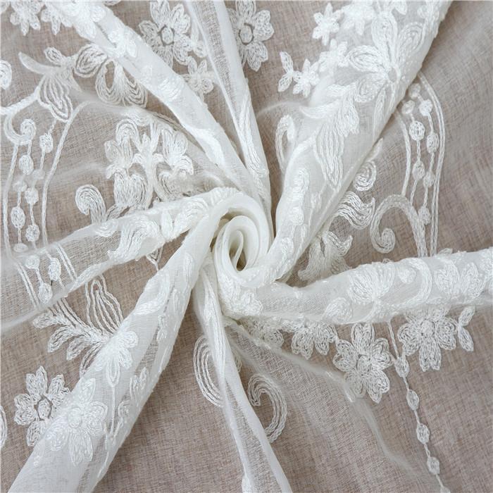 Элегантные французские кружевные вышитые прозрачные шторы | Романтичный цветочный дизайн, легкая полиэстеровая марля для гостиной, балкона, эркерных окон и дверных проемов