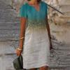 QICED Women's Spring Summer Printed V-Neck Short Sleeve Dresses