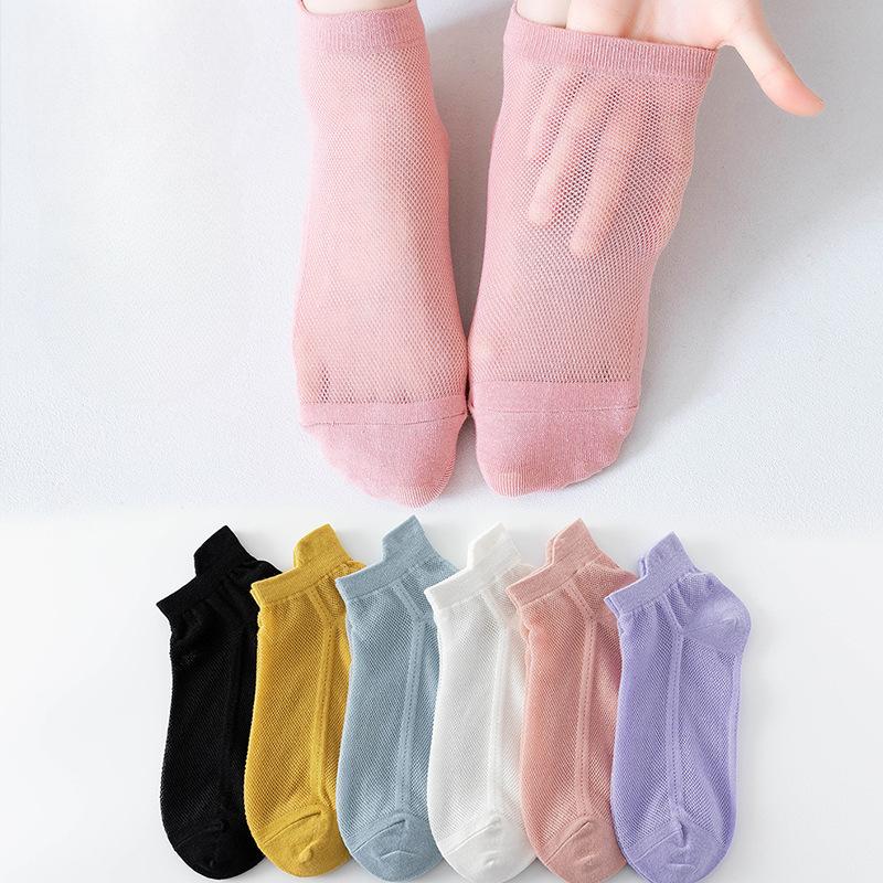 Женские носки, короткие носки, летние тонкие носки-лодочки, спортивные сетчатые носки с ушками черного и белого цвета, неглубокие носки конфетных цветов, летний тренд