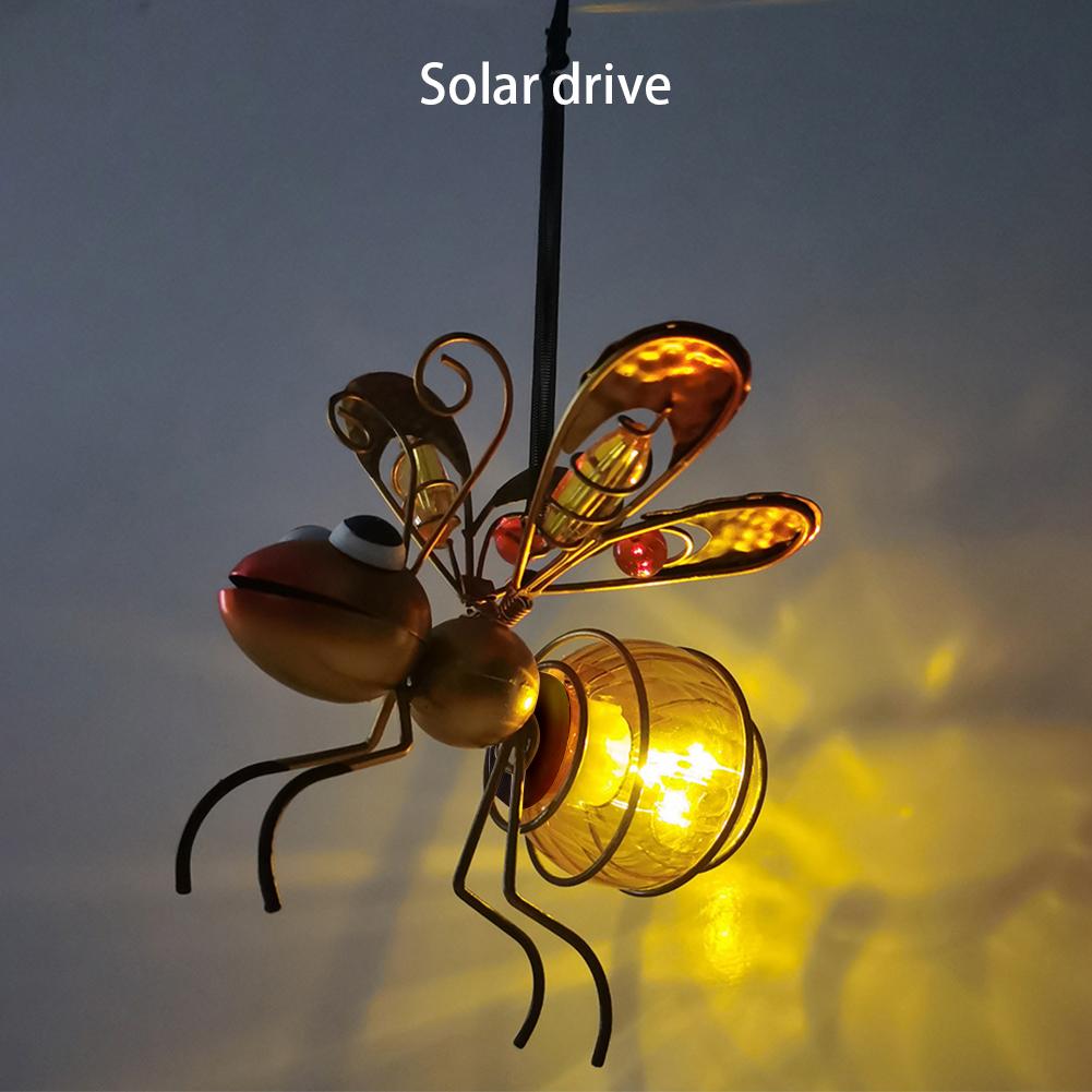 LED Hanging Flying Animals Lamp Solar Powered Painted Iron Art Crafts Light IP44 Waterproof Yard Balcony Porch Garden Decoration