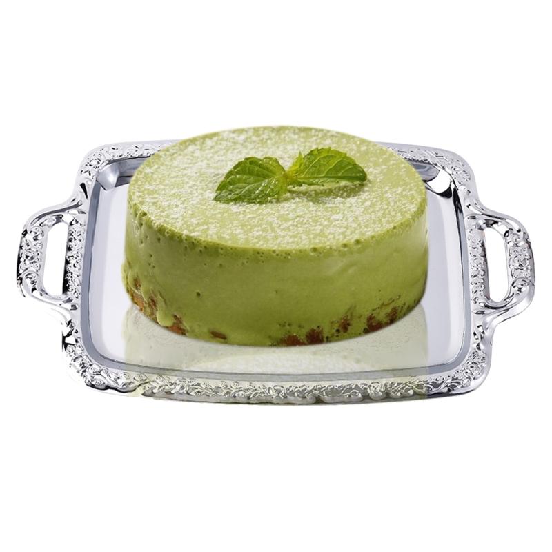 Роскошный поднос для хранения из нержавеющей стали с ручкой, дисплей для косметики и ювелирных изделий, сервировочное блюдо для отеля и ресторана, серебристый