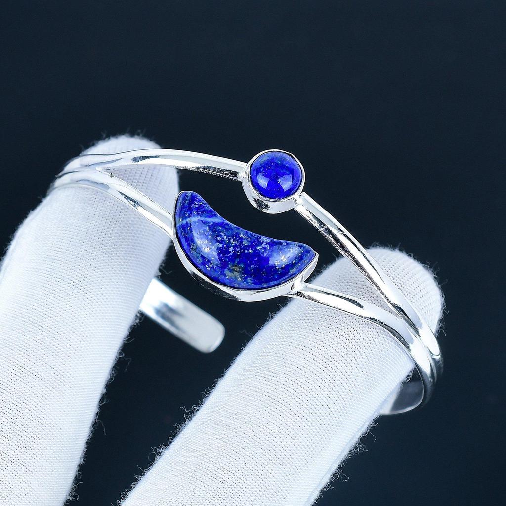 Натуральный Лазурит Драгоценный Камень Ручной Работы Манжета Браслет 925 Стерлинговое Серебро Манжета Браслет, Браслет с Лазуритом для Жены, Унисекс Браслет, Подарок для Вечеринки