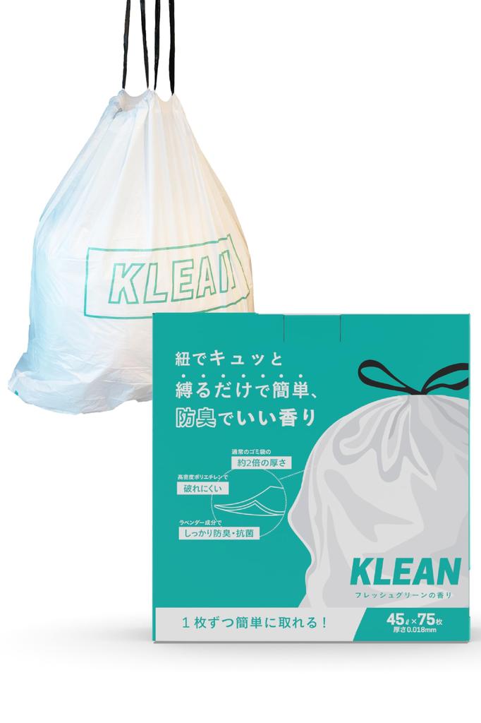 Garbage Bags 45L Garbage Bags 75 Pieces with String Thick Odor Resistant Translucent Milky Box Shape Unbreakable KLEAN/Premium