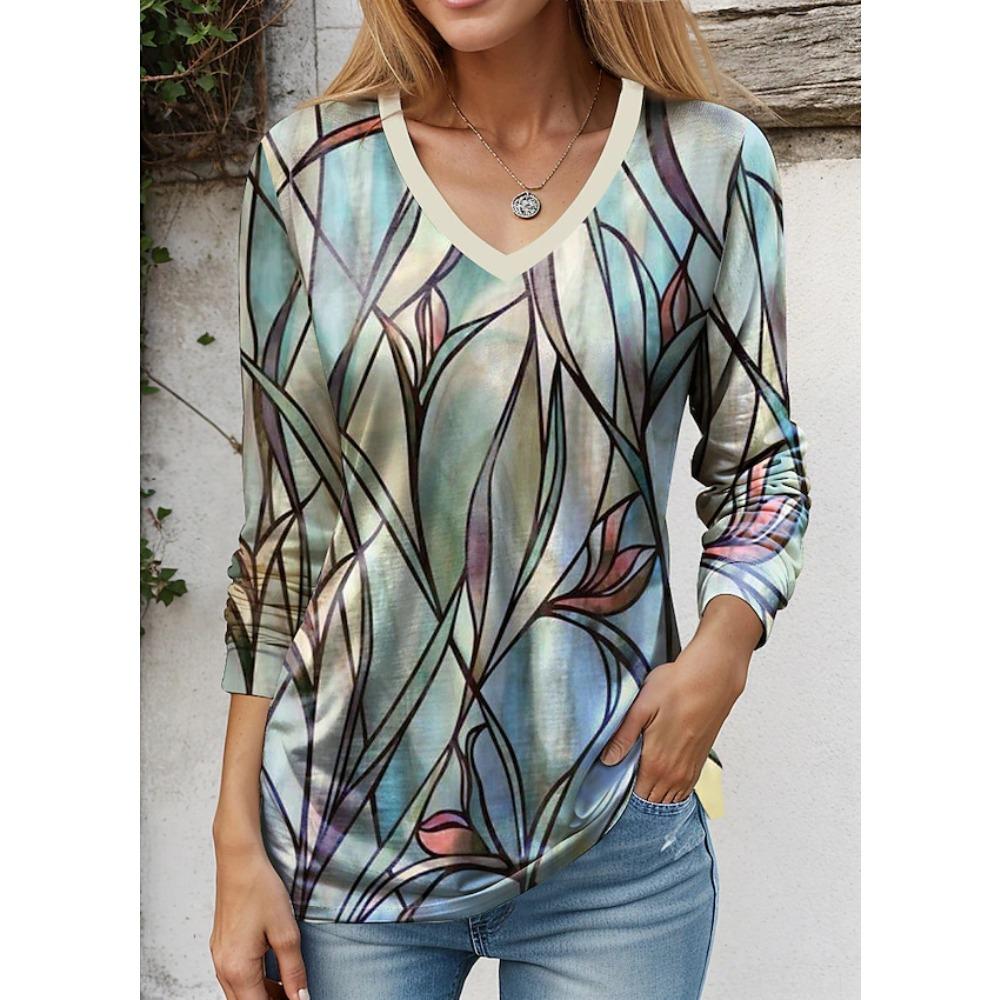 JPNTKY Women's Fashion Casual Autumn Winter Long Sleeve V-Neck Blouses & Shirts
