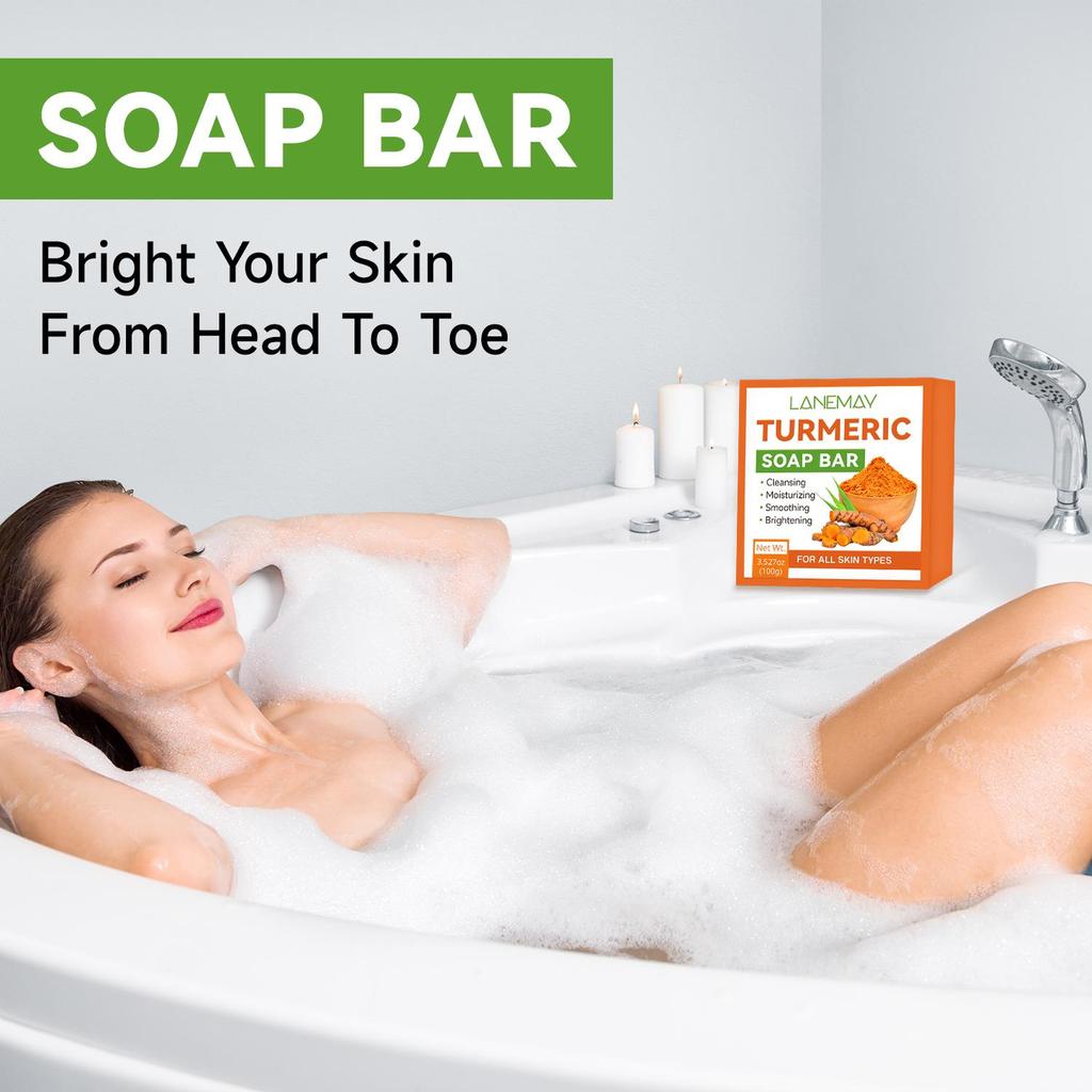 Мыло-кусок с куркумой 100 г - Мягкое очищение кожи, разглаживание кожи, увлажнение и осветление кожи для всех типов кожи