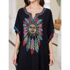 Женская мода лето весна цветочный узор принт рукава 1/2 V-образный вырез свободная талия повседневные платья