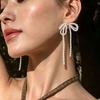 Белые серьги-подвески с бантом и искусственным жемчугом, кисточкой для женщин, темпераментные, универсальные, модные серьги, элегантные украшения, оптовая продажа